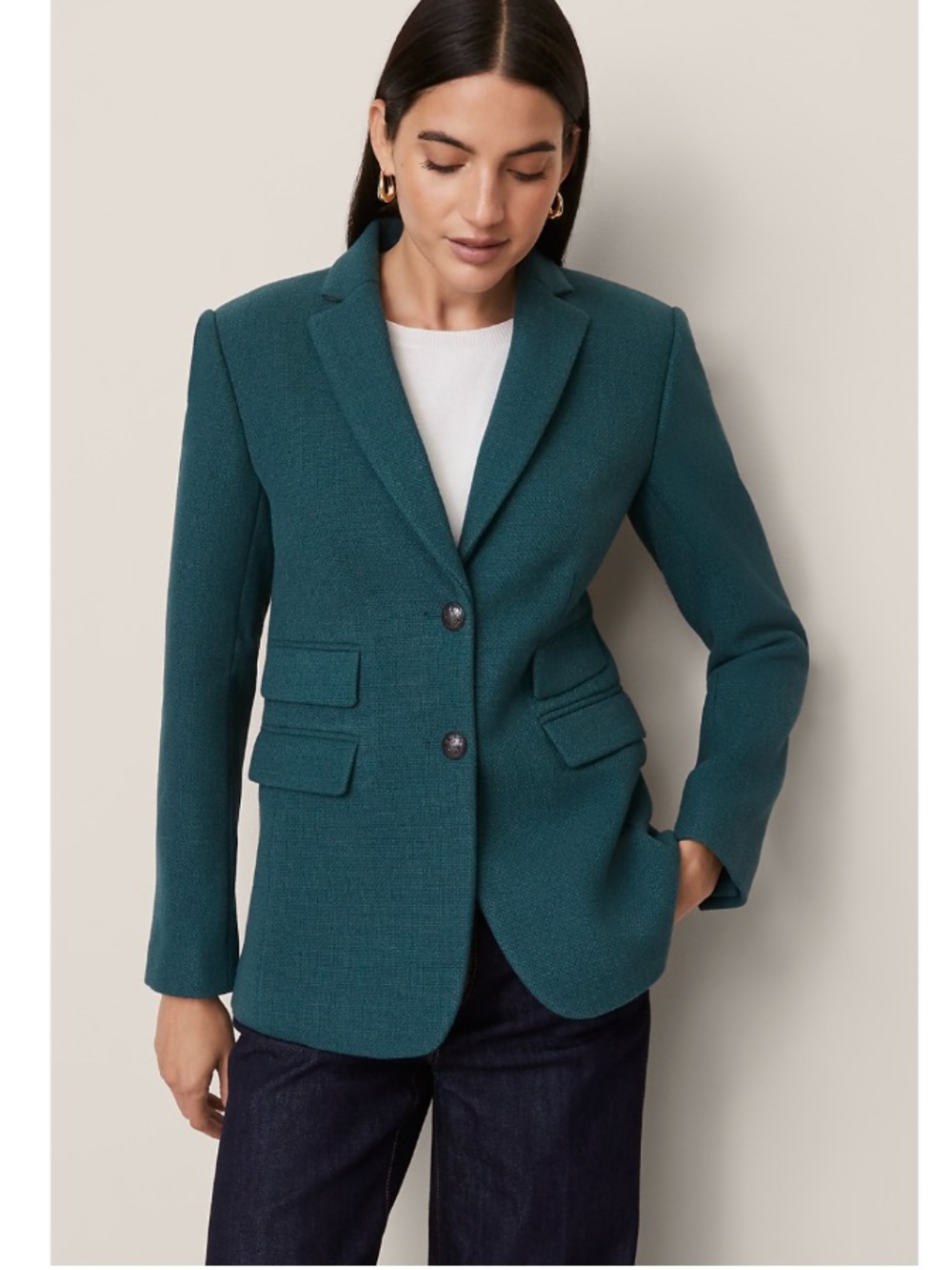 Ann Taylor The Greenwich Single Breasted Blazer Jacket Career Preppy Green 12